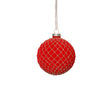 Zodax 3.25" Red Flocked Glass Ball Christmas Ornaments with Gold Accents, Set of 6