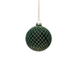 Zodax 3.25" Green Flocked Glass Ball Christmas Ornaments with Gold Accents, Set of 6