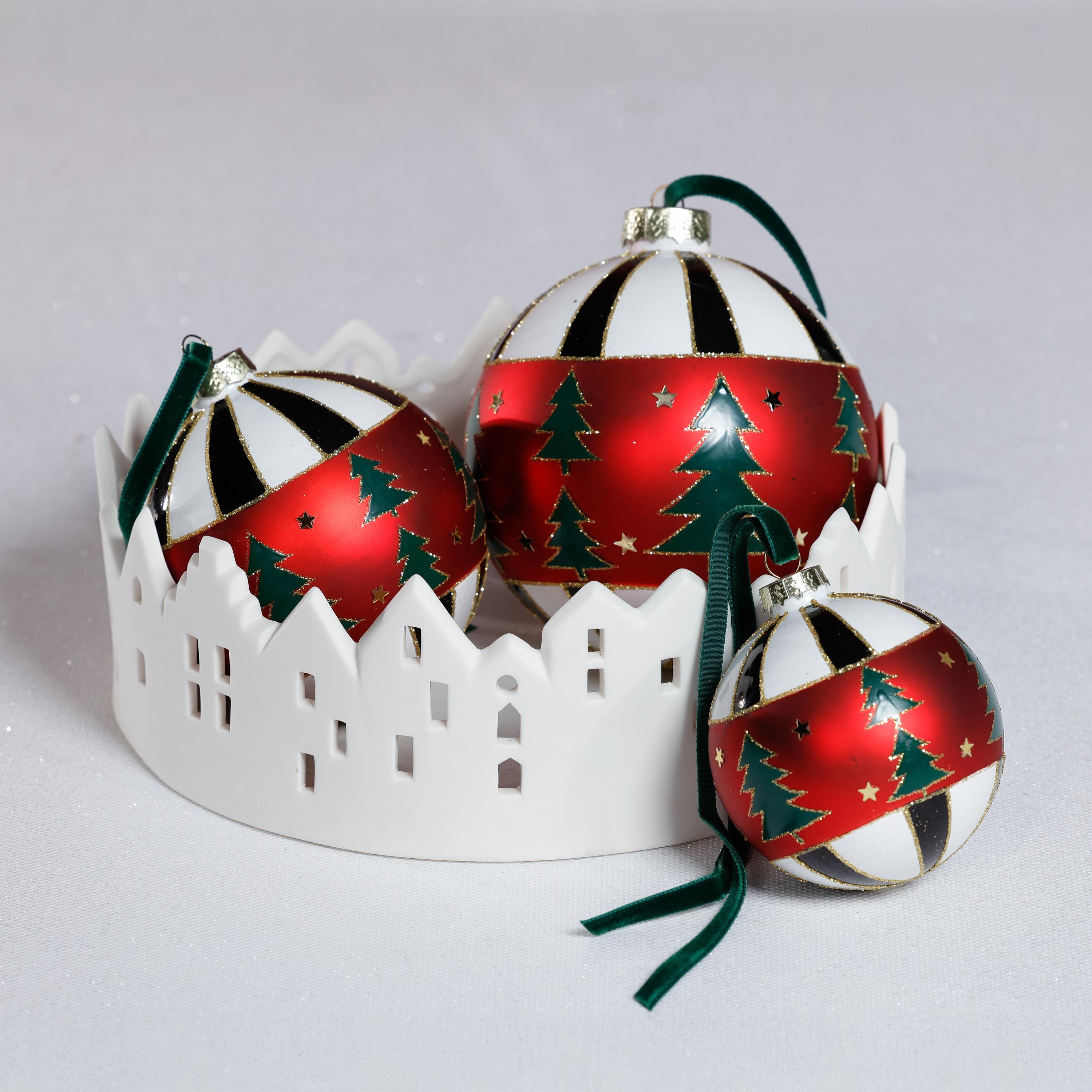 Zodax Tree Motif Glass Ball Ornaments