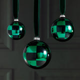 Zodax 3.25" Checkered Glass Ball Christmas Ornaments, Set of 6