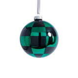 Zodax 4-Piece Set Checkered 4.75" Glass Ball Christmas Ornaments