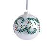 Zodax 4-Piece Set White Metallic 4.75" Glass Ball Holiday Ornaments with Green Leaf Design