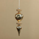 Zodax Gold Beaded Glass Finial Holiday Hanging Ornaments, Set of 4
