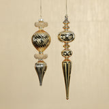 Zodax Gold Beaded Glass Finial Holiday Hanging Ornaments, Set of 4