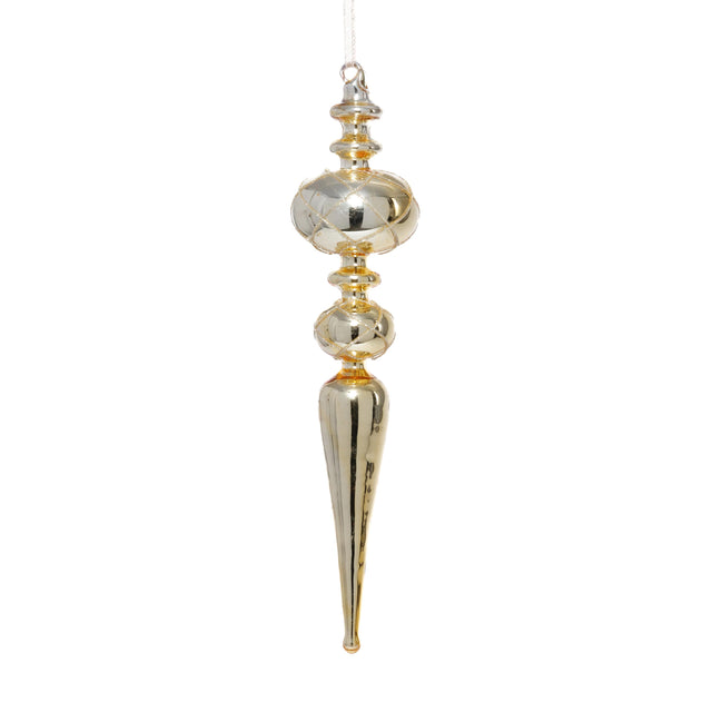 Zodax Gold Metallic Finial Holiday Hanging Ornaments, Set of 4