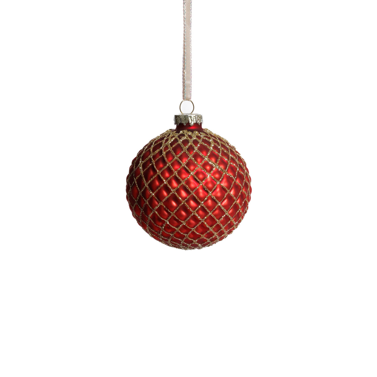 Zodax 3.25" Matte Red Metallic Glass Ball Christmas Ornaments, Set of 6