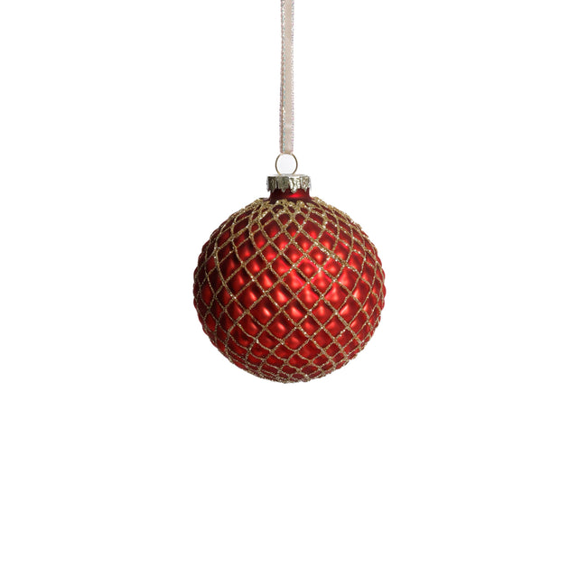 Zodax 3.25" Matte Red Metallic Glass Ball Christmas Ornaments, Set of 6
