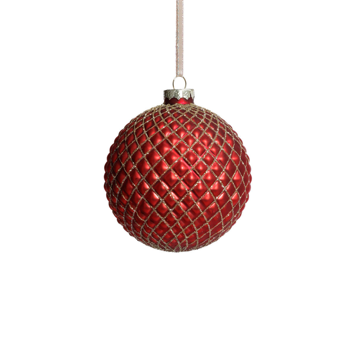 Zodax 4" Matte Red Metallic Glass Ball Christmas Ornaments, Set of 6