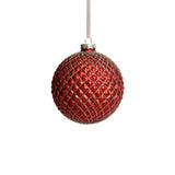 Zodax 4" Matte Red Metallic Glass Ball Christmas Ornaments, Set of 6
