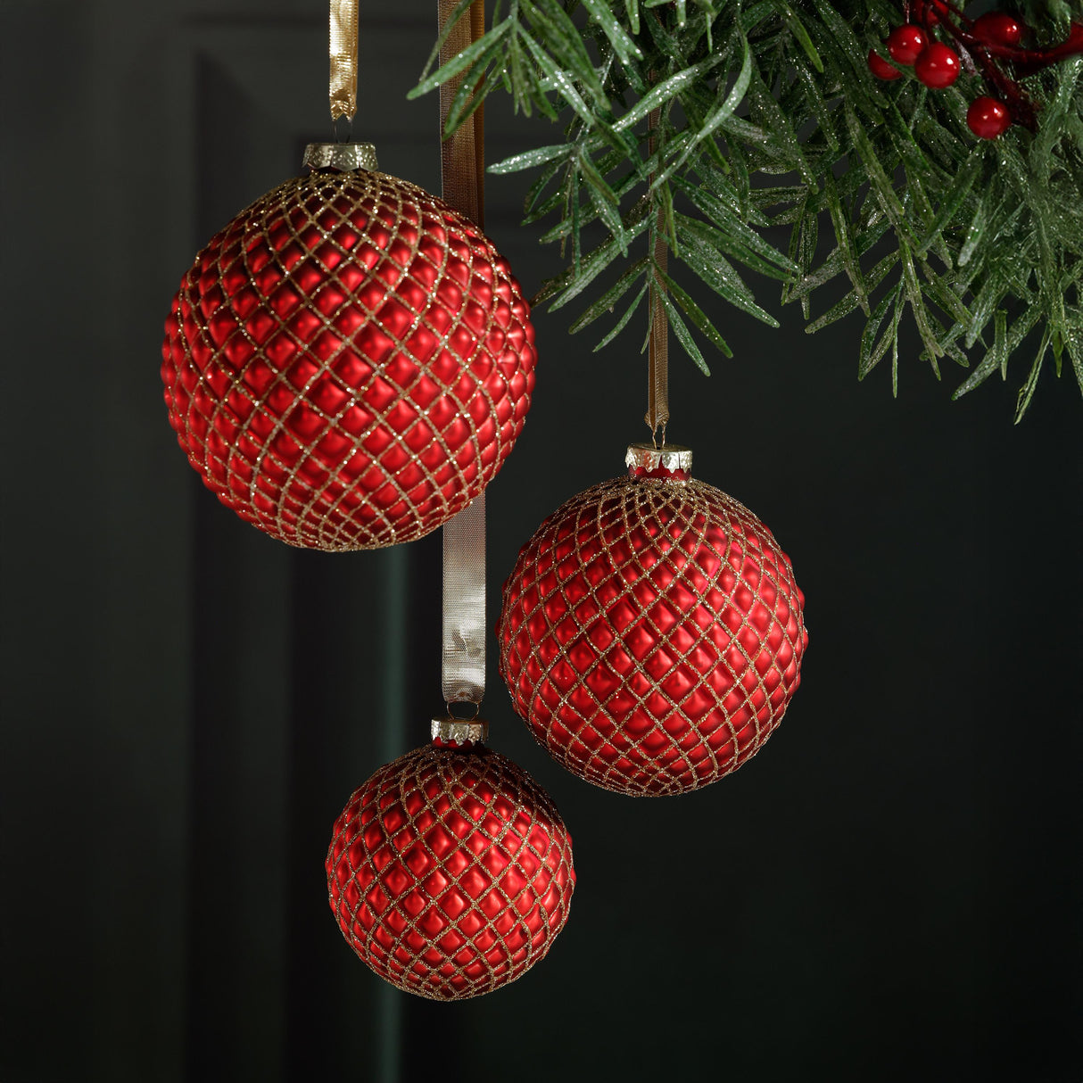 Zodax 4" Matte Red Metallic Glass Ball Christmas Ornaments, Set of 6