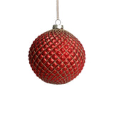 Zodax Matte Red 4-Piece Set Metallic 4.75" Glass Ball Christmas Ornaments