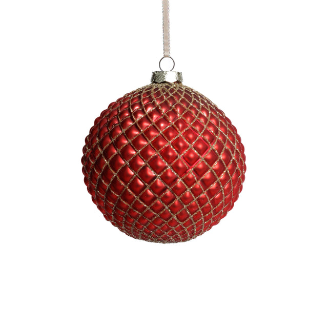 Zodax Matte Red 4-Piece Set Metallic 4.75" Glass Ball Christmas Ornaments