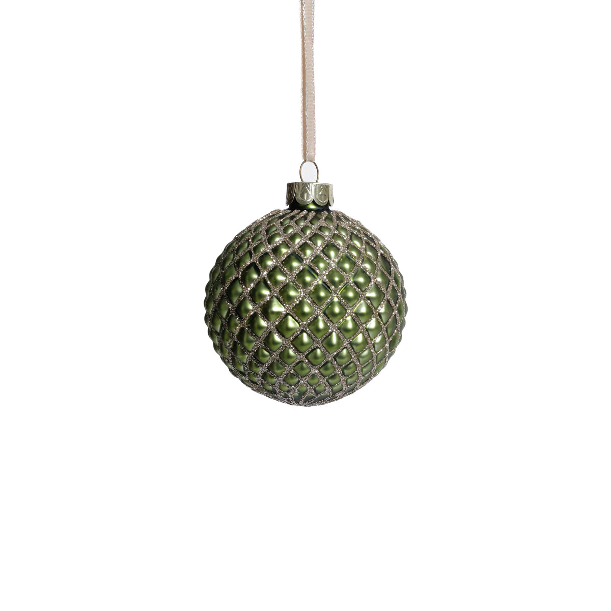 Zodax 3.25" Matte Green Metallic Glass Ball Christmas Ornaments, Set of 6
