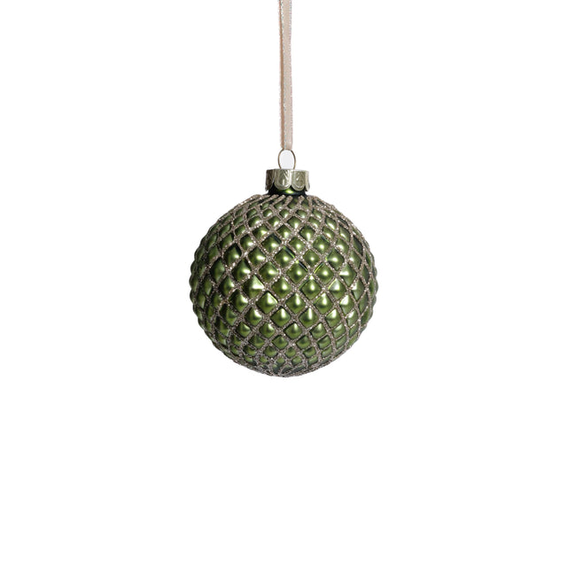 Zodax 3.25" Matte Green Metallic Glass Ball Christmas Ornaments, Set of 6