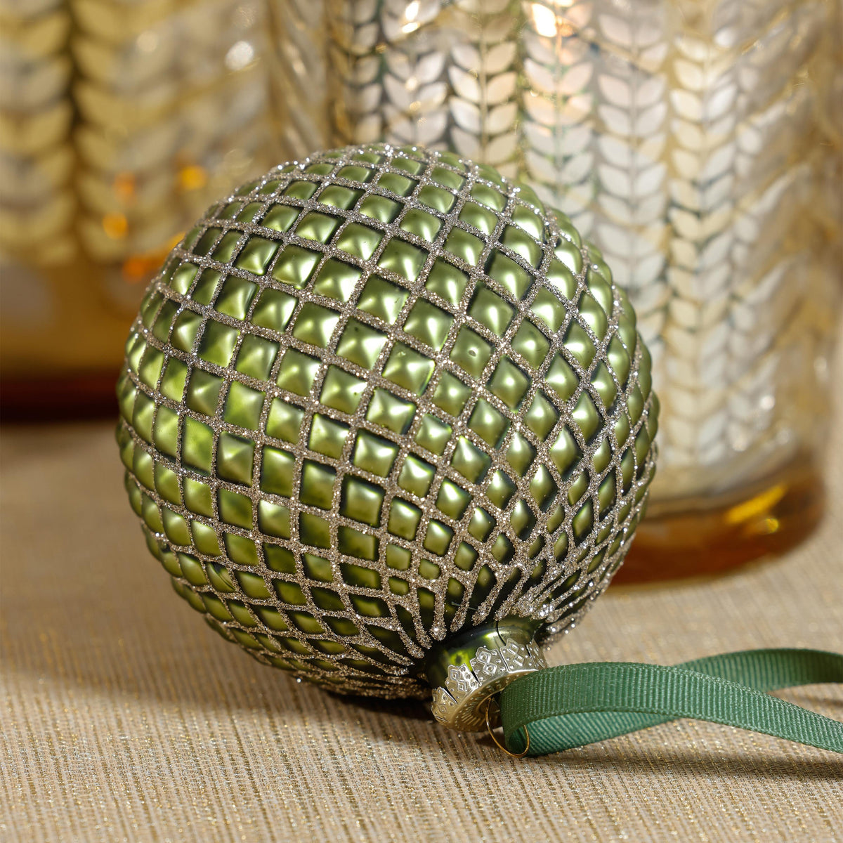 Zodax 3.25" Matte Green Metallic Glass Ball Christmas Ornaments, Set of 6