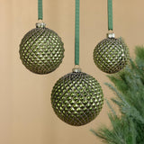 Zodax 3.25" Matte Green Metallic Glass Ball Christmas Ornaments, Set of 6