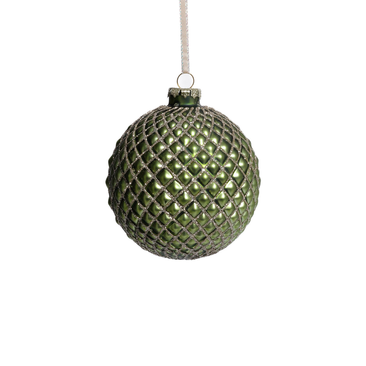 Zodax 4" Matte Green Metallic Glass Ball Christmas Ornaments, Set of 6