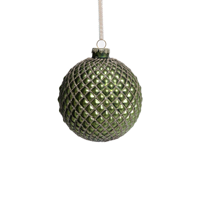 Zodax 4" Matte Green Metallic Glass Ball Christmas Ornaments, Set of 6