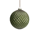 Zodax Matte Green 4-Piece Set Metallic 4.75" Glass Ball Christmas Ornaments
