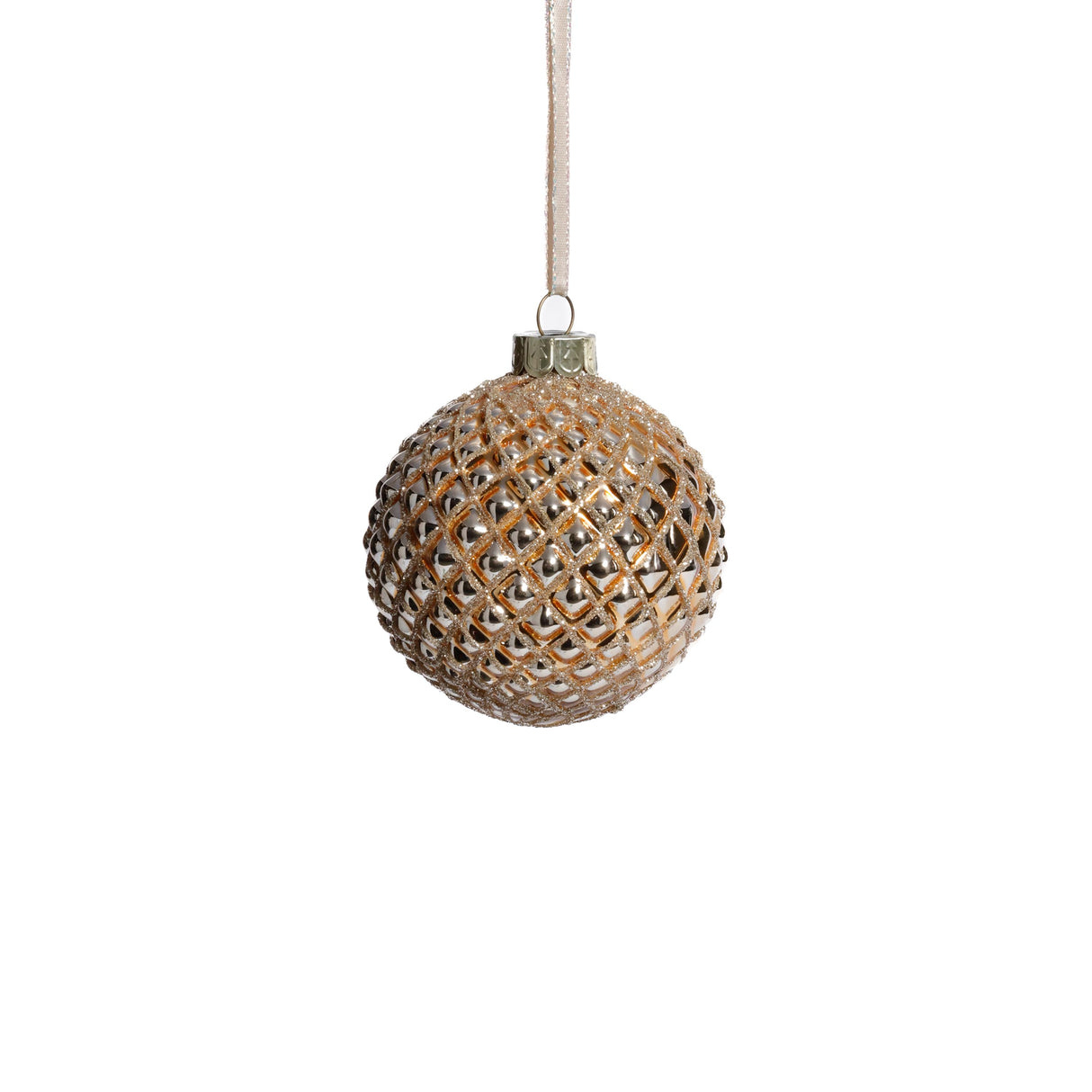Zodax 3.25" Shiny Gold Metallic Glass Ball Christmas Ornaments, Set of 6