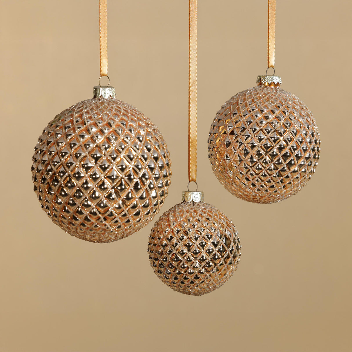 Zodax 3.25" Shiny Gold Metallic Glass Ball Christmas Ornaments, Set of 6
