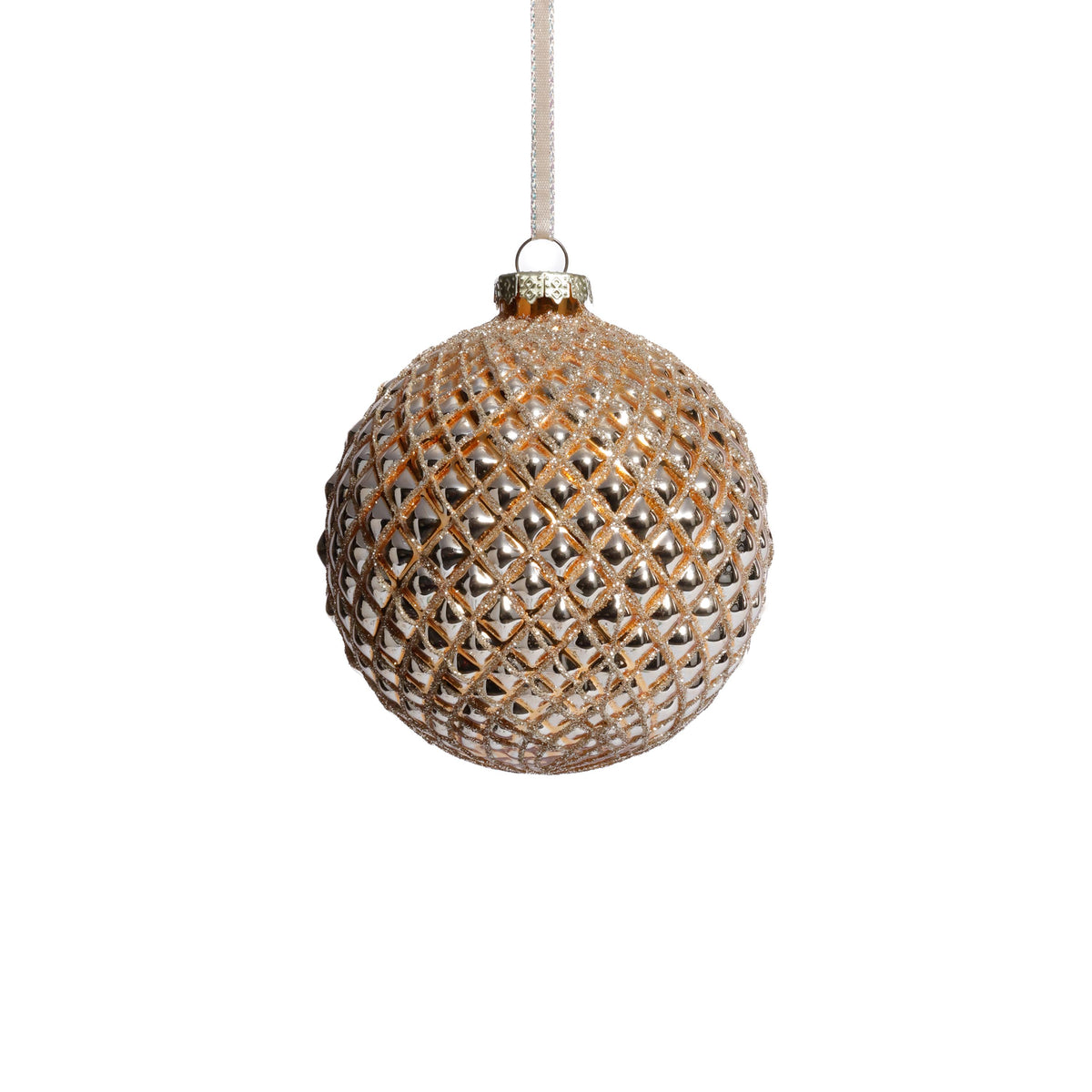 Zodax 4" Shiny Gold Metallic Glass Ball Christmas Ornaments, Set of 6