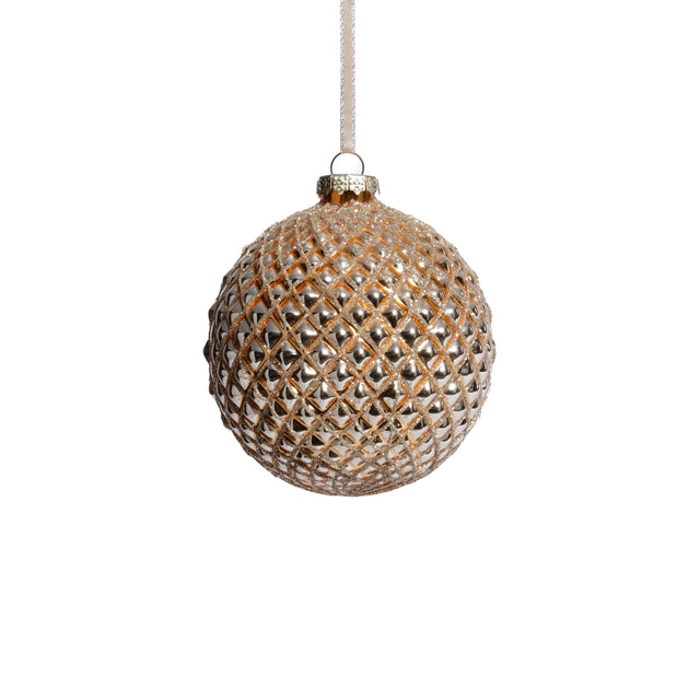Zodax 4" Shiny Gold Metallic Glass Ball Christmas Ornaments, Set of 6