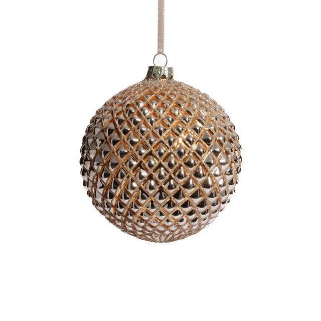 Zodax Shiny Gold 4-Piece Set Metallic 4.75" Glass Ball Christmas Ornaments