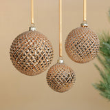 Zodax Shiny Gold 4-Piece Set Metallic 4.75" Glass Ball Christmas Ornaments