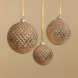 Zodax Shiny Gold 4-Piece Set Metallic 4.75" Glass Ball Christmas Ornaments
