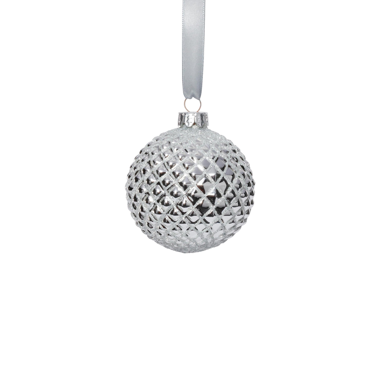 Zodax 3.25" Shiny Silver Metallic Glass Ball Christmas Ornaments, Set of 6