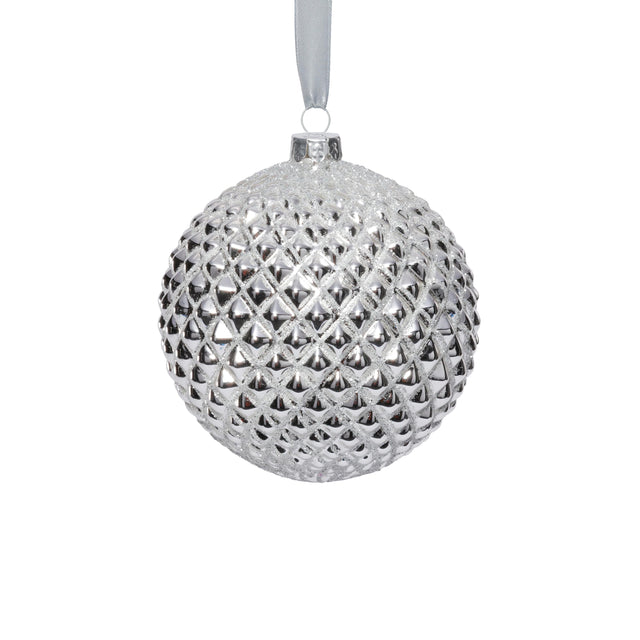 Zodax Shiny Silver 4-Piece Set Metallic 4.75" Glass Ball Christmas Ornaments
