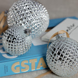 Zodax Shiny Silver 4-Piece Set Metallic 4.75" Glass Ball Christmas Ornaments