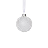 Zodax 3.25" Frosted Glass Ball Christmas Ornaments with White Glitter, Set of 6