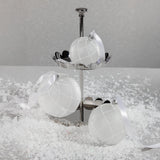 Zodax 3.25" Frosted Glass Ball Christmas Ornaments with White Glitter, Set of 6