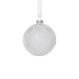Zodax 4" Frosted Glass Ball Christmas Ornaments with White Glitter, Set of 6
