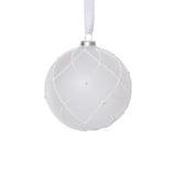 Zodax 4-Piece Set Frosted 4.75" Glass Ball Christmas Ornaments with White Glitter
