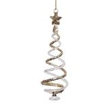 Zodax Clear Twisted Glass Tree Ornaments with Gold Glitter, 12 Hanging Pieces (6 Sets of 2)