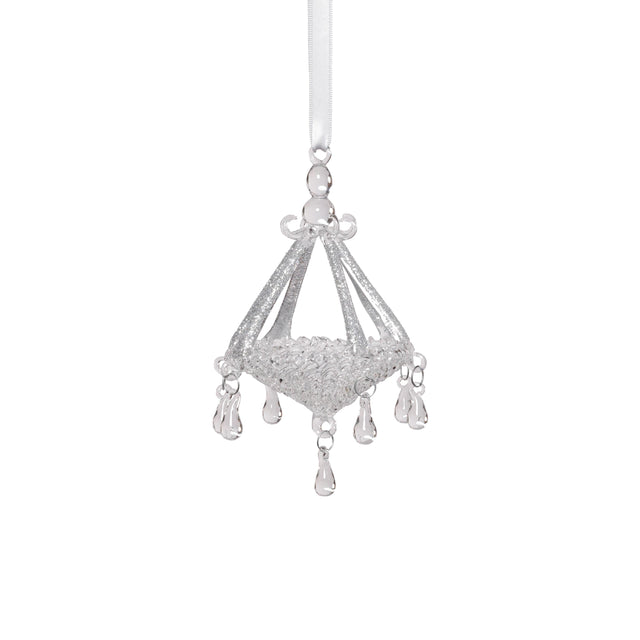 Zodax Silver Chandelier Glass Holiday Hanging Ornaments, Set of 6