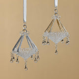 Zodax Silver Chandelier Glass Holiday Hanging Ornaments, Set of 6