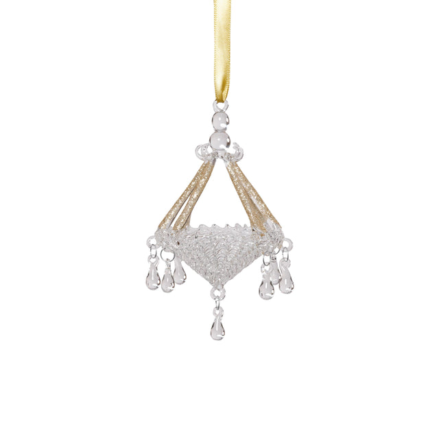 Zodax Gold Chandelier Glass Holiday Hanging Ornaments, Set of 6