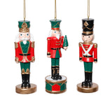Zodax Feya Nutcracker Holiday Resin Ornaments, 6 Hanging Pieces (2 Sets of 3 Assorted)