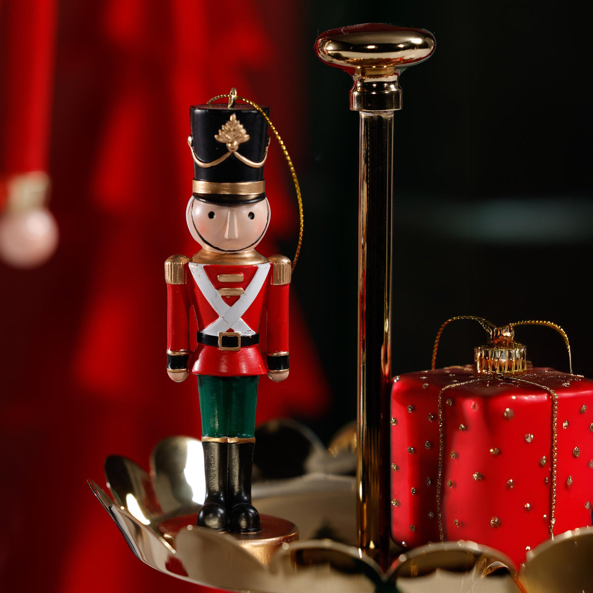 Zodax Feya Nutcracker Holiday Resin Ornaments, 6 Hanging Pieces (2 Sets of 3 Assorted)
