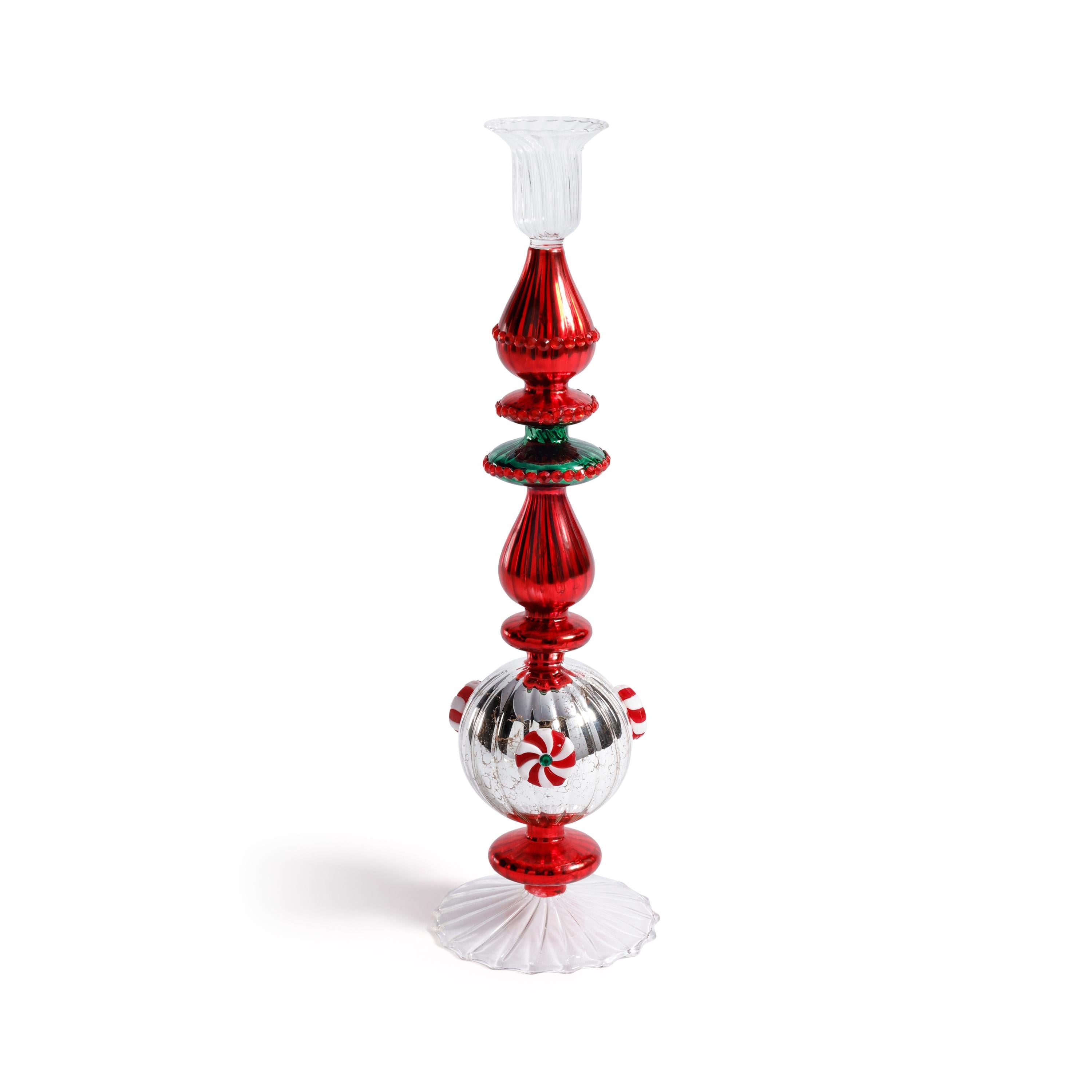 Zodax 13" Holiday Mercury Glass Taper Candle Holders - Thumbnail 2