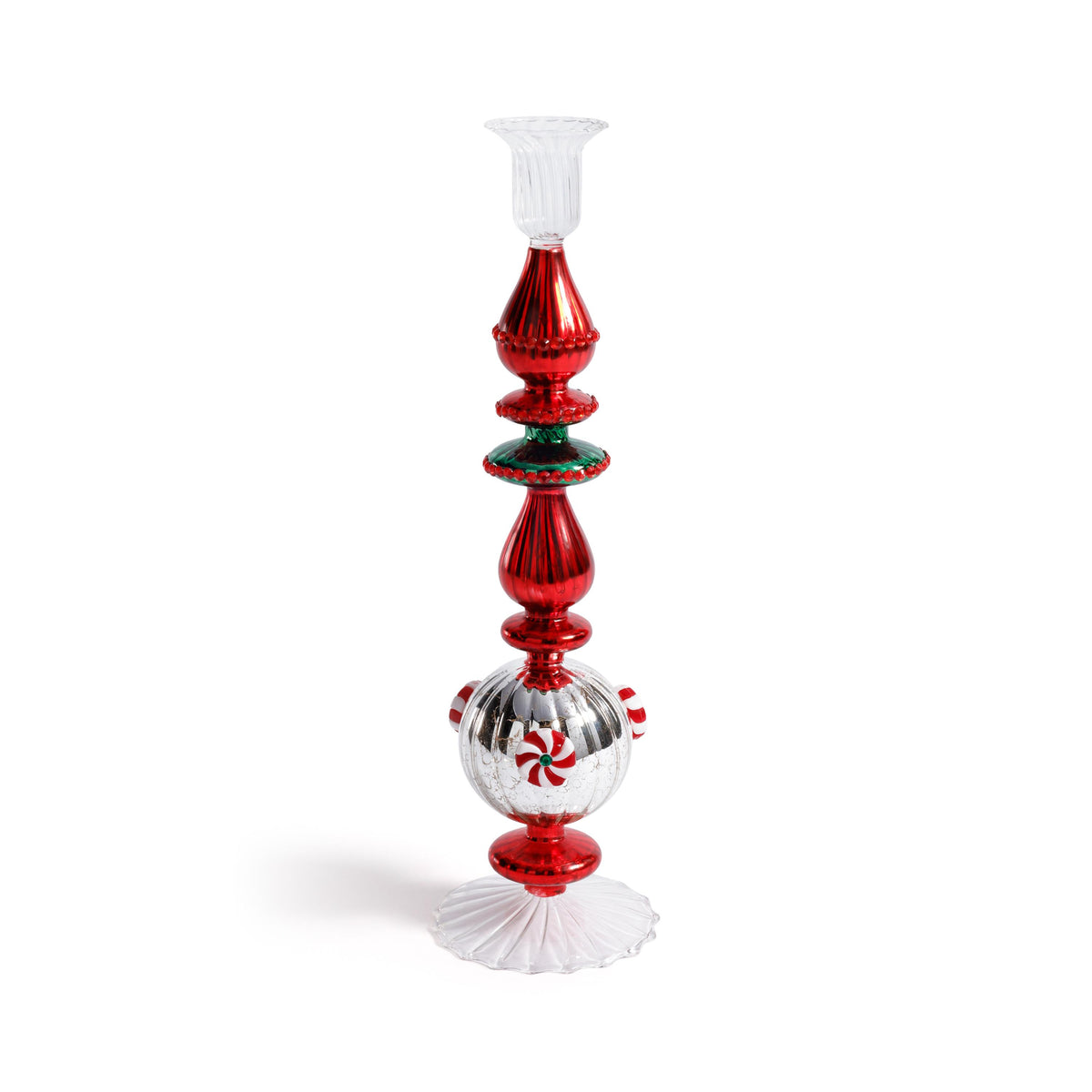 Zodax 13" Holiday Mercury Glass Taper Candle Holders, Set of 4