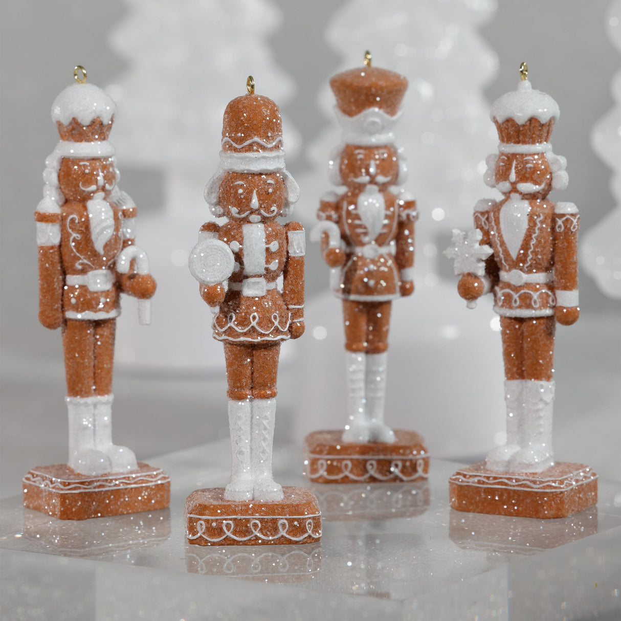 Zodax Adelard Gingerbread Soldier Resin Ornaments, 12 Hanging Pieces (3 Sets of 4 Assorted)
