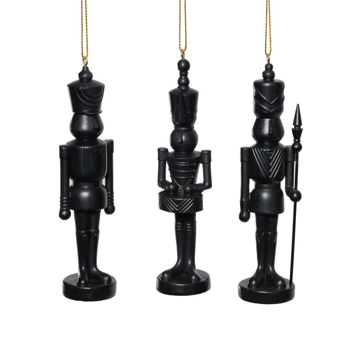 Zodax Black Patrice Soldier Holiday Ornaments, 6 Hanging Pieces (2 Sets of 3 Assorted)