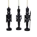 Zodax Black Patrice Soldier Holiday Ornaments, 6 Hanging Pieces (2 Sets of 3 Assorted)