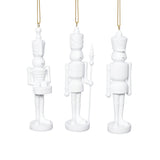 Zodax White Patrice Soldier Holiday Ornaments, 6 Hanging Pieces (2 Sets of 3 Assorted)