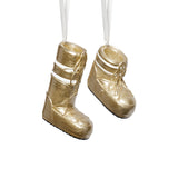 Zodax Gold Aprs Ski Boot Holiday Ornaments, 6 Hanging Pieces (3 Sets of 2 Assorted Sizes)